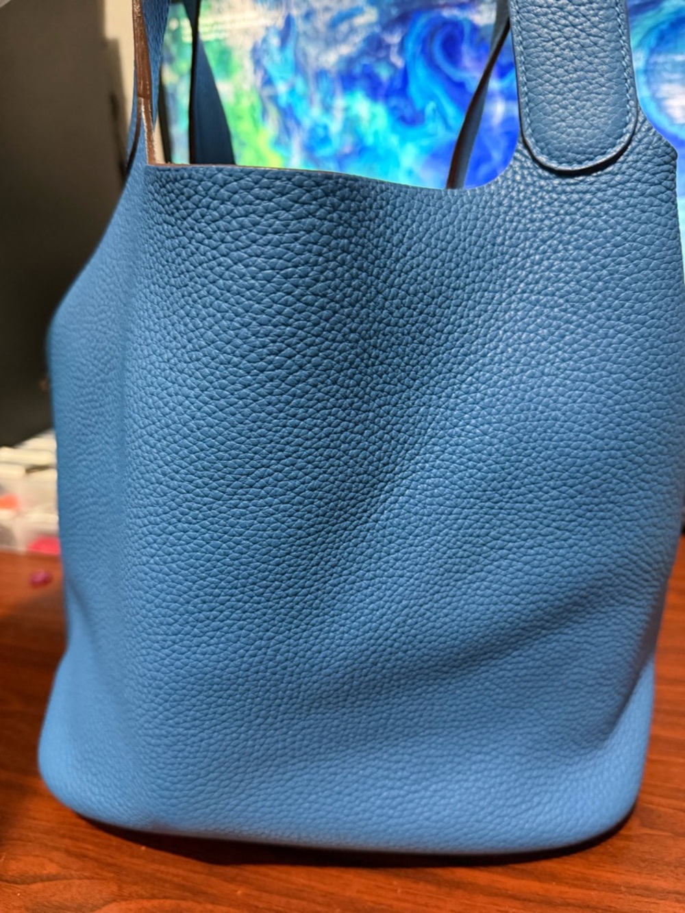 Pre-Owned Hermes GM Picotin Lock Bag Blue Clemence - Picture 8 of 15